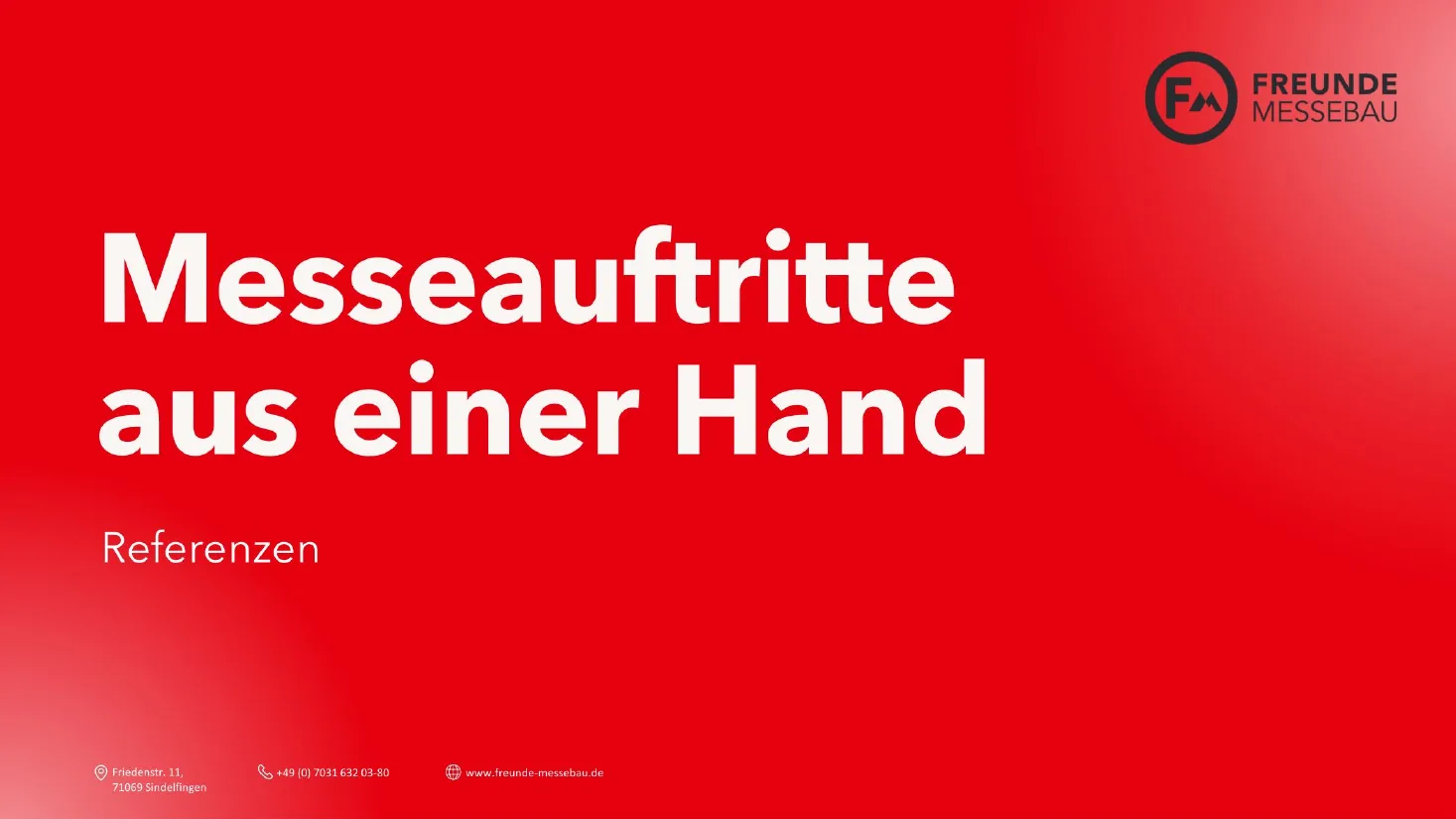Titelseite der Referenzmappe von FREUNDE Messebau